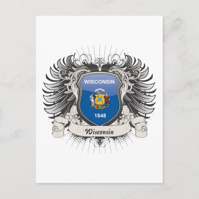 Wisconsin Wappen Postkarte (Vorderseite)