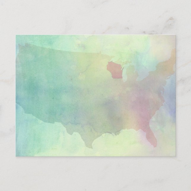 Wisconsin Watercolor Postkarte (Vorderseite)