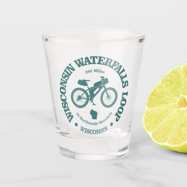 Wisconsin Waterfall Loop (Fahrrad) Schnapsglas (Vorderseite)
