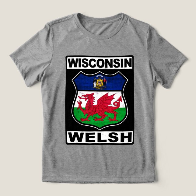 Wisconsin Welsh American Tri-Blend Shirt (Design Vorderseite)