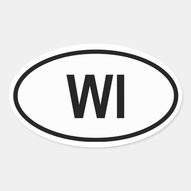 Wisconsin "WI" Ovaler Aufkleber (Vorderseite)