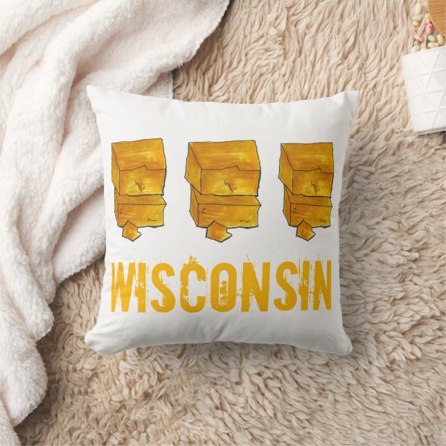 Wisconsin Yellow Cheddar Cheese Madison WI Feinsch Kissen (Decke)
