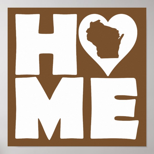 Wisconsin Zuhause Heart Staat Poster Sign (Vorne)