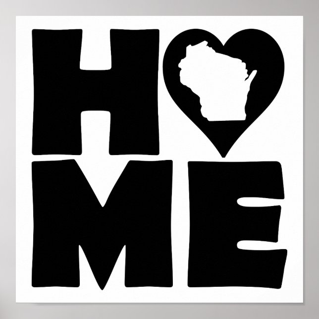 Wisconsin Zuhause Heart Staat Poster Sign (Vorne)