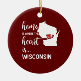 Wisconsin Zuhause ist das Herz Keramik Ornament