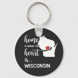Wisconsin Zuhause ist das Herz Schlüsselanhänger