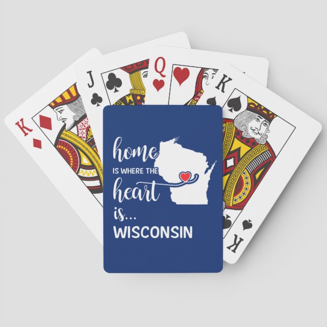 Wisconsin Zuhause ist das Herz Spielkarten (Rückseite)