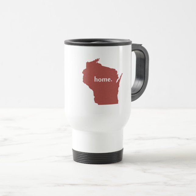 Wisconsin-Zuhause-Silhouette-Staatskarte Reisebecher (VorderseiteRechts)