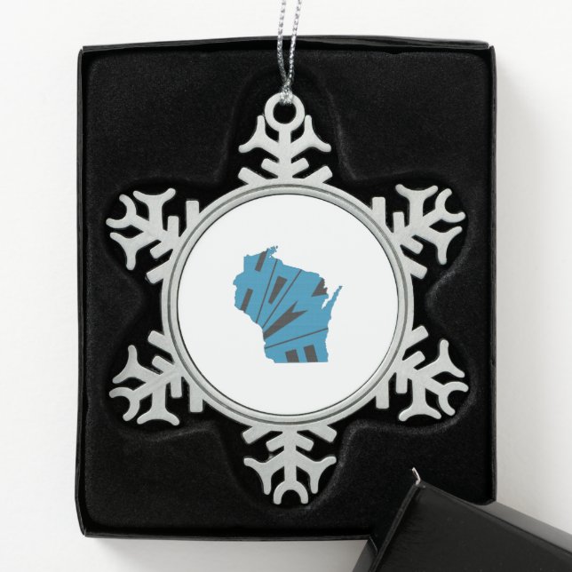 Wisconsin Zuhause Staat Schneeflocken Zinn-Ornament (Box)