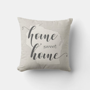 Wisconsin - Zuhause Sweet Zuhause burlap look Kissen