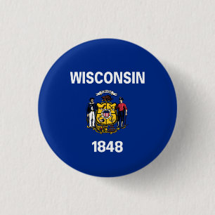 Wisconsinite Flag, Fahne von Wisconsin Button