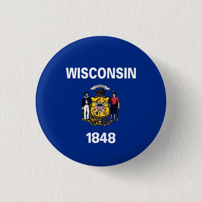 Wisconsinite Flag, Fahne von Wisconsin Button (Vorderseite)