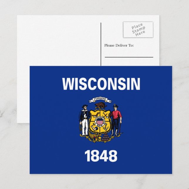 Wisconsinite Flag, Fahne von Wisconsin Postkarte (Vorne/Hinten)