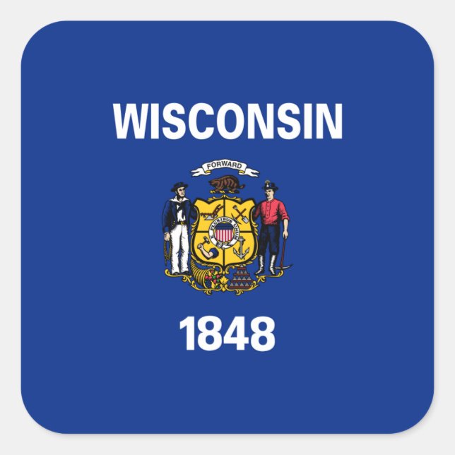 Wisconsinite Flag, Fahne von Wisconsin Quadratischer Aufkleber (Vorderseite)
