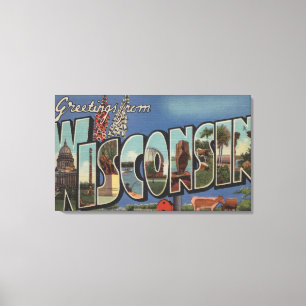 WisconsinLarge Buchstabe ScenesWisconsin Leinwanddruck