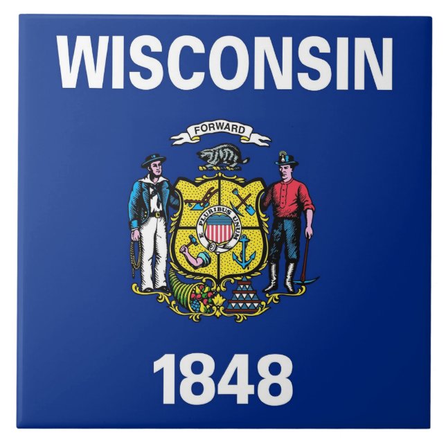Wiscosnin State Flag Tile Fliese (Vorderseite)