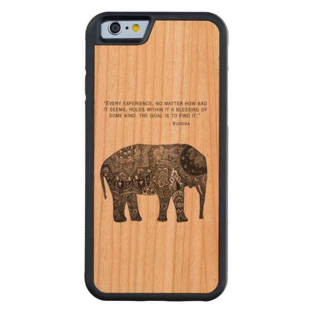 Wisdom Buddha Elephant Phone Carved Wood iPhone Hülle (Rückseite)