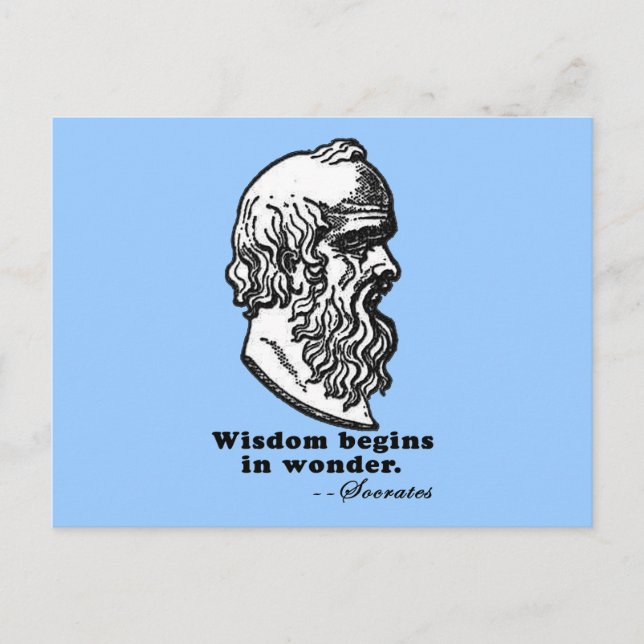 Wisdom fängt in Wonder Sokrates Zitat Tshirt Postkarte (Vorderseite)