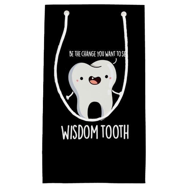 Wisdom Tooth Funny Dental Wise Tooth Puff Dark BG Kleine Geschenktüte (Vorderseite)