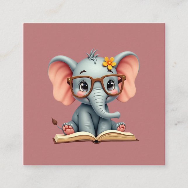 Wise Baby Elephant Quadratische Visitenkarte (Vorderseite)