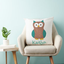 Wise Brown Blue Owl Bird Schlafzimmer Personalisie