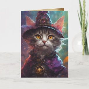 Wise Hexenkatze Halloween Grüße, Kitten Galgen Karte