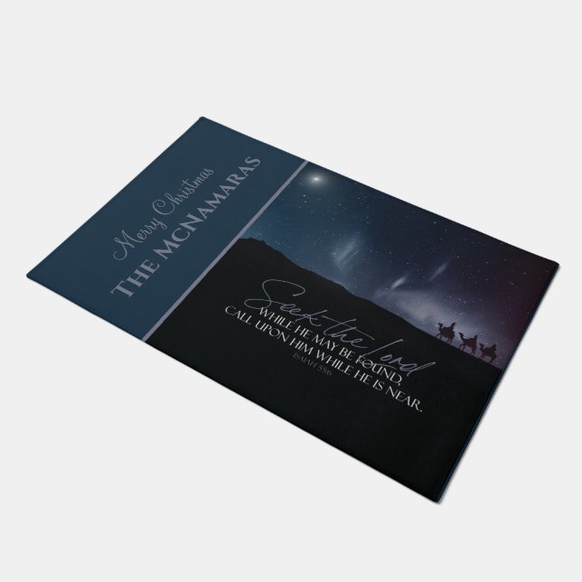 WISE MEN Krippe Weihnachten Personalisierten Fußmatte (Schrägansicht)