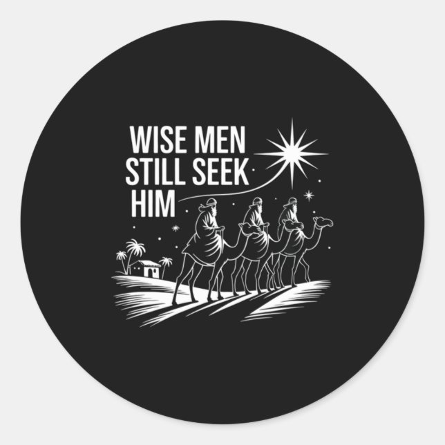 Wise Men Still Seek Him Christian Christmas Jesus  Runder Aufkleber (Vorderseite)