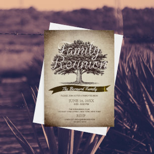 Wise Oak Tree Vintage Family Réunion Invitation