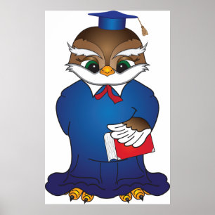 Wise Owl Abschluss Niedlich Scholar Bird Poster