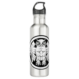 wise_owl_elegant_hand_gezeichnet_geometrisch_Wasse Edelstahlflasche