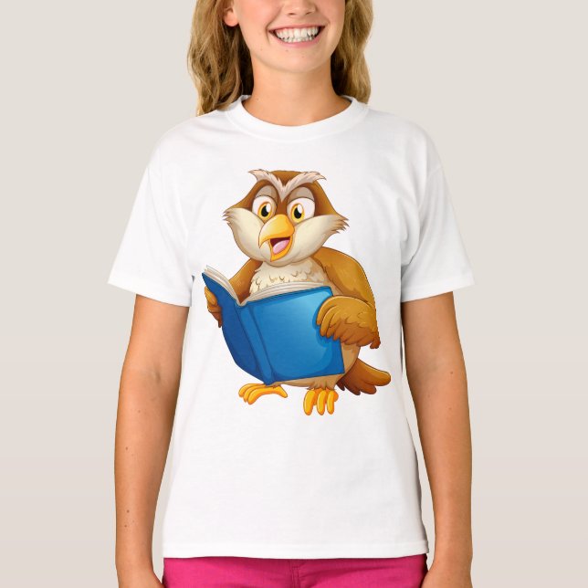 Wise Owl Reading Book T-Shirt (Vorderseite)