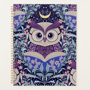Wise Owls Under the Moonlit Sky im Wald Planer