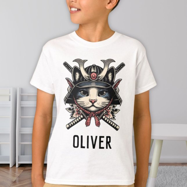 Wise Samurai Warrior Cat Personalisiert T-Shirt (Von Creator hochgeladen)