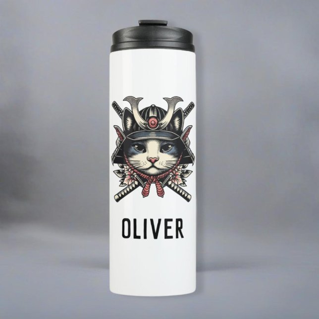 Wise Samurai Warrior Cat Thermosbecher (Von Creator hochgeladen)