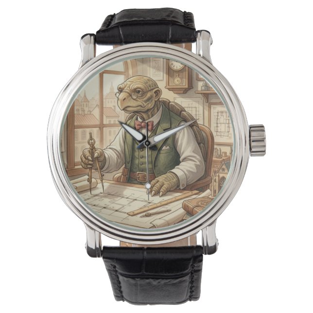 Wise Turtle Architect Vintage Art Watch Armbanduhr (Vorderseite)