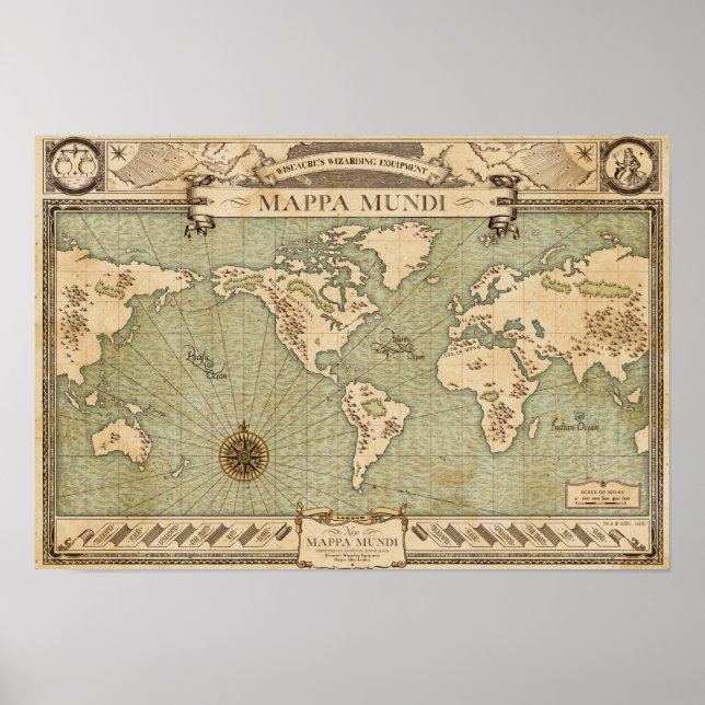 Wiseacres Zaubergerät - Mappa Mundi Poster (Vorne)