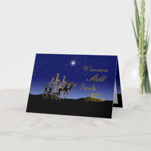 Wisemen immer noch nach seiner Grußkarte suchen Feiertagskarte