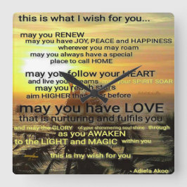 WISH Clock von Adiela Akoo Quadratische Wanduhr