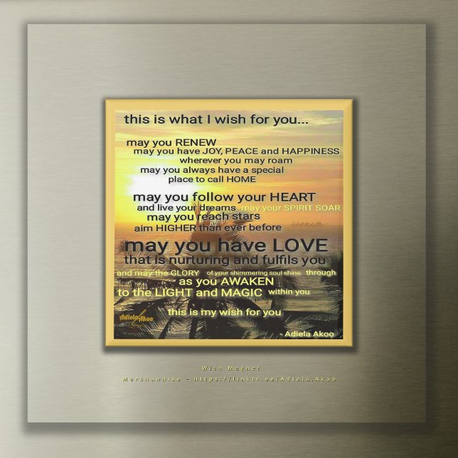 WISH Magnet par la poète Adiela Akoo (Wish Magnet by Poet Adiela Akoo. A perfect party favor. SHOP my store for more fab magnets & gifts!)