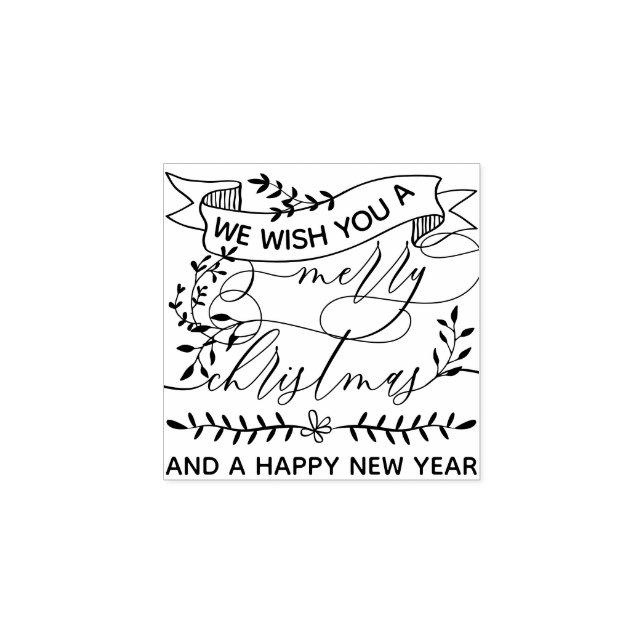 Wish New Year Blumen Christmas Gummistempel (Prägung)