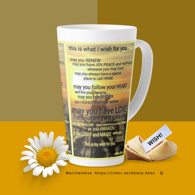 WISH Tasse von Poet Adiela Akoo - Große Latte (Wish Latte Mug by Poet Adiela Akoo. Shop my store for tees, totes, fab finds & great gift ideas now!)