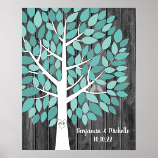 Wish Tree - 100 Leaf Guest Book Poster alternatif