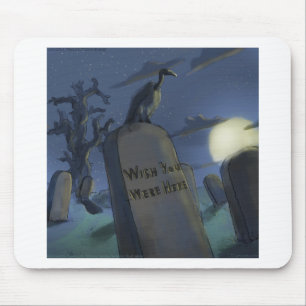 Wish U war hier Funny Halloween Headstone Geschenk Mousepad
