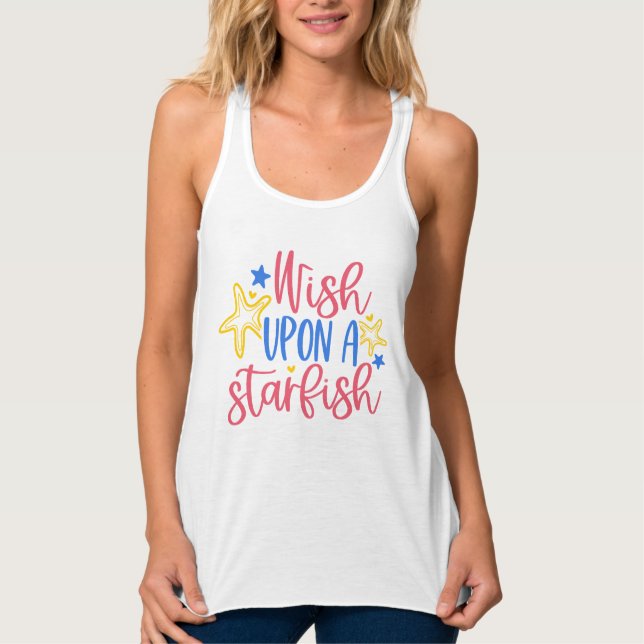 "Wish Upon A Starfish" Whimsical Beach Tank Top (Vorderseite)