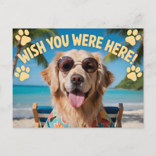 "Wish You Were Here" Urlaubshund-Design Postkarte