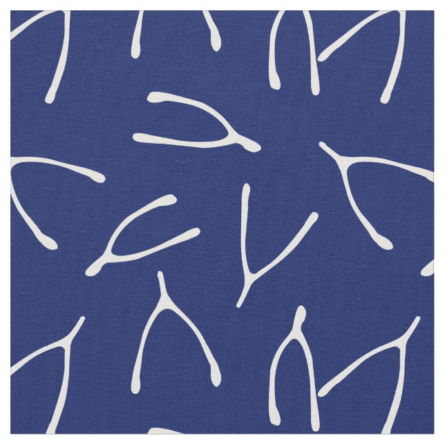 Wishbone Navy Blau und Weiß Muster Stoff (Nahaufnahme)