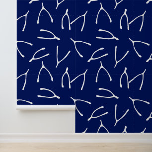 Wishbone Navy Blue und White Viel Glück Symbol Tapete