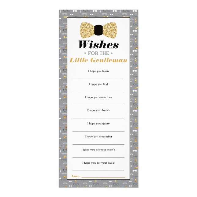 Wishe für den kleinen Gentleman, Baby Shower Werbekarte (Vorne)