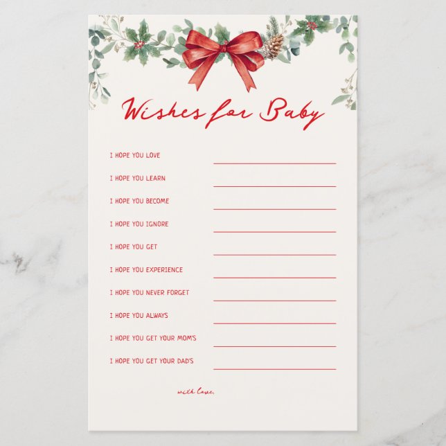 Wishes For Baby Christmas Baby Shower Games (Vorderseite)